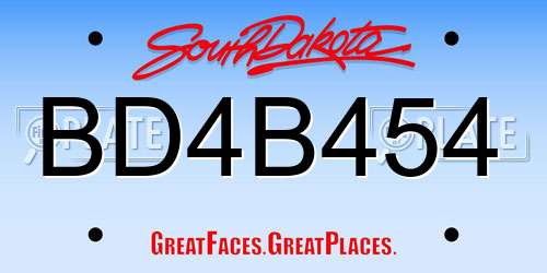 BD4B454 South Dakota License Plate
