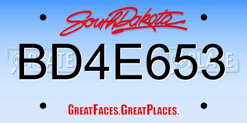 BD4E653 South Dakota License Plate
