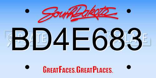 BD4E683 South Dakota License Plate