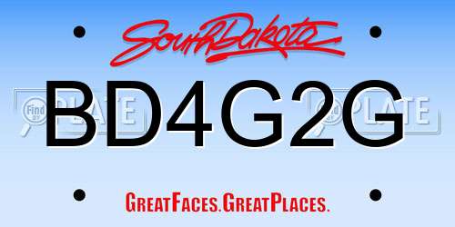 BD4G2G South Dakota License Plate