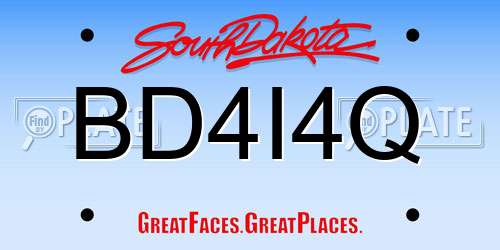 BD4I4Q South Dakota License Plate