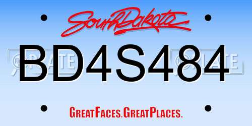 BD4S484 South Dakota License Plate
