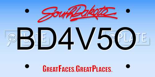 BD4V5O South Dakota License Plate