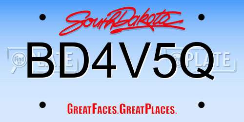 BD4V5Q South Dakota License Plate