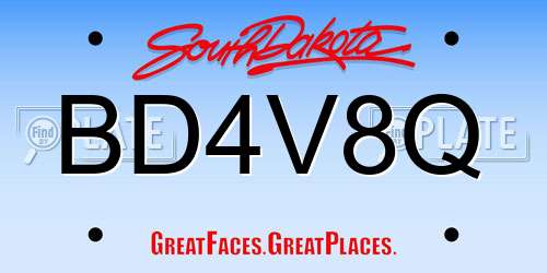 BD4V8Q South Dakota License Plate
