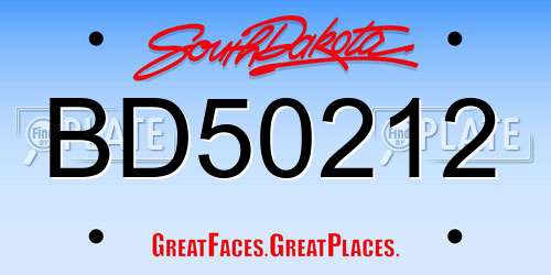 BD50212 South Dakota License Plate
