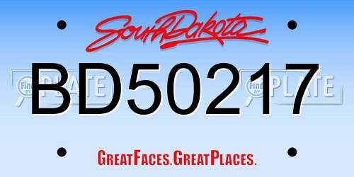 BD50217 South Dakota License Plate