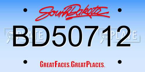 BD50712 South Dakota License Plate