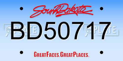 BD50717 South Dakota License Plate