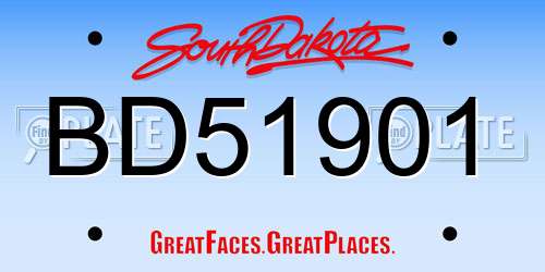 BD51901 South Dakota License Plate