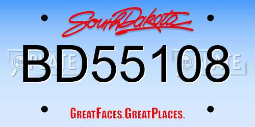 BD55108 South Dakota License Plate