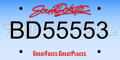BD55553 South Dakota License Plate