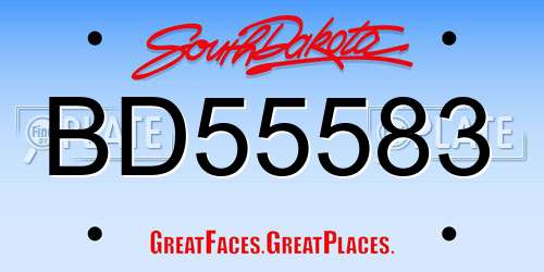 BD55583 South Dakota License Plate
