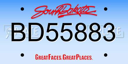 BD55883 South Dakota License Plate