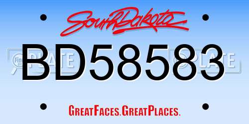 BD58583 South Dakota License Plate