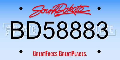 BD58883 South Dakota License Plate
