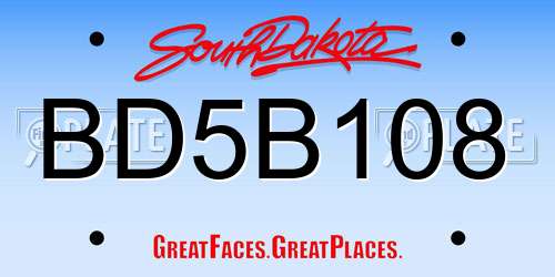 BD5B108 South Dakota License Plate
