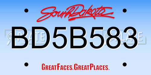 BD5B583 South Dakota License Plate