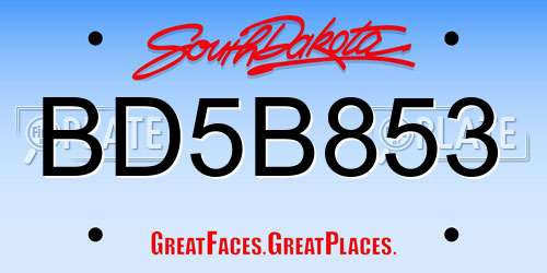BD5B853 South Dakota License Plate