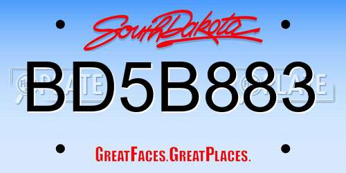 BD5B883 South Dakota License Plate