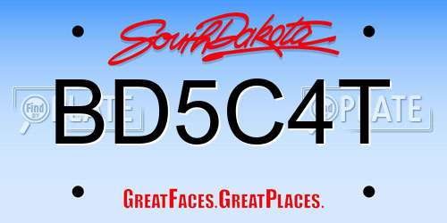 BD5C4T South Dakota License Plate