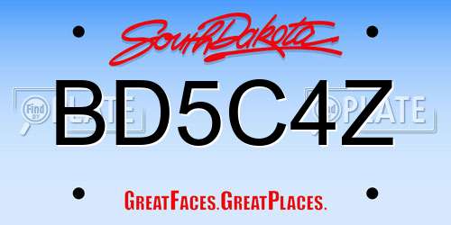 BD5C4Z South Dakota License Plate
