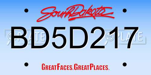 BD5D217 South Dakota License Plate