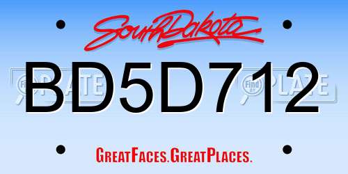 BD5D712 South Dakota License Plate
