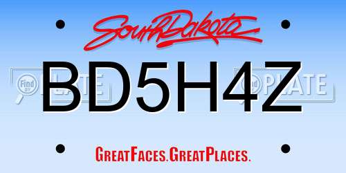 BD5H4Z South Dakota License Plate