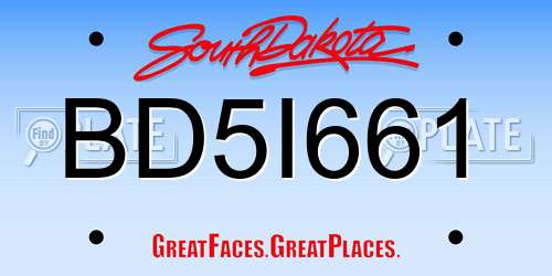 BD5I661 South Dakota License Plate