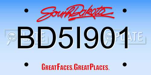 BD5I901 South Dakota License Plate