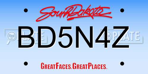 BD5N4Z South Dakota License Plate