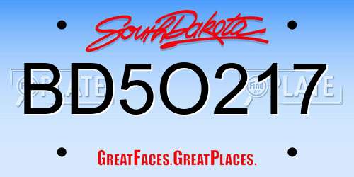 BD5O217 South Dakota License Plate