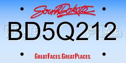 BD5Q212 South Dakota License Plate