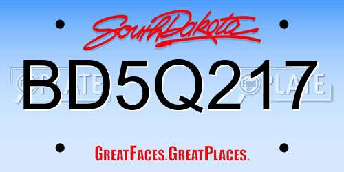 BD5Q217 South Dakota License Plate