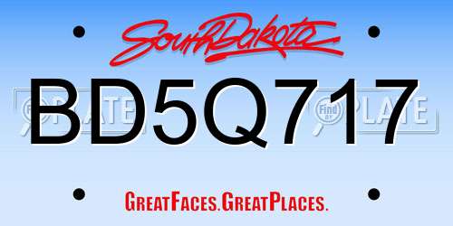 BD5Q717 South Dakota License Plate