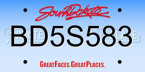 BD5S583 South Dakota License Plate