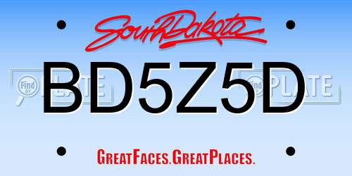 BD5Z5D South Dakota License Plate