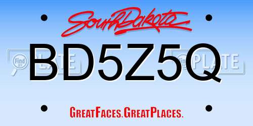 BD5Z5Q South Dakota License Plate