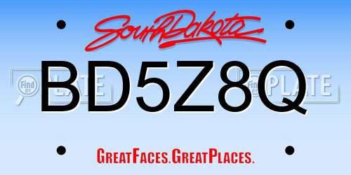 BD5Z8Q South Dakota License Plate