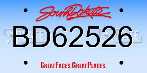 BD62526 South Dakota License Plate