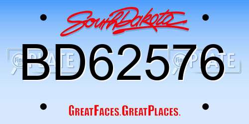 BD62576 South Dakota License Plate