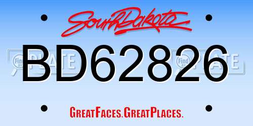 BD62826 South Dakota License Plate