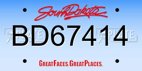 BD67414 South Dakota License Plate