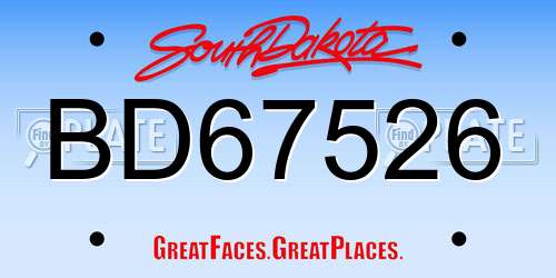 BD67526 South Dakota License Plate