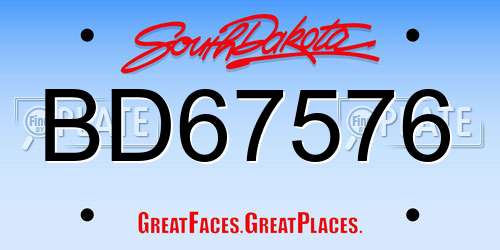 BD67576 South Dakota License Plate