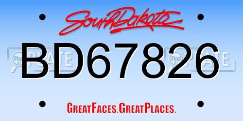 BD67826 South Dakota License Plate