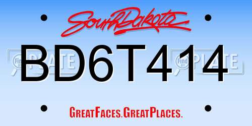 BD6T414 South Dakota License Plate
