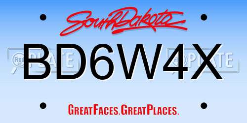 BD6W4X South Dakota License Plate