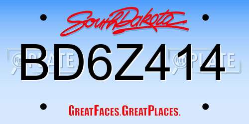 BD6Z414 South Dakota License Plate